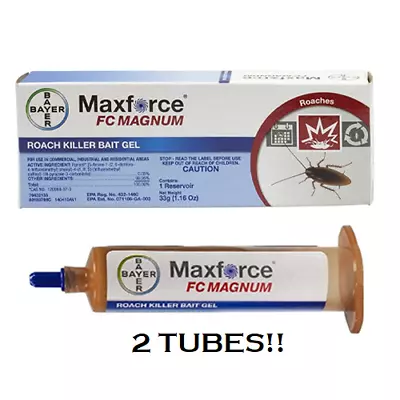 2 Tubes 1 Plunger Maxforce FC Magnum Cockroach German Roach Control Gel Bait • $28.99