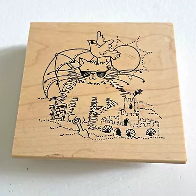 The Write Impression - Michele Sleight - Cat Rubber Stamp - Kitten Beach Sand • $12.75