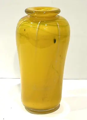 Vintage Rare 1983 Signed Wilfred Yamasawa Studio Glass Yellow Vase Hawaii • $135.99