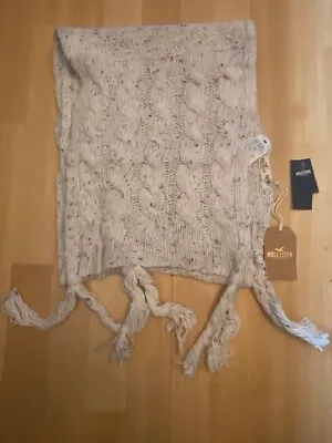 Hollister Chunky Cable Knitted Scarf Cream With Speckles Knit BNWT • £14.95