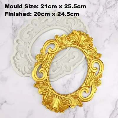 £8.99 • Buy Vintage Baroque Lace Large Frame Clay Plaster Photo Mirror Frame Silicone Mould