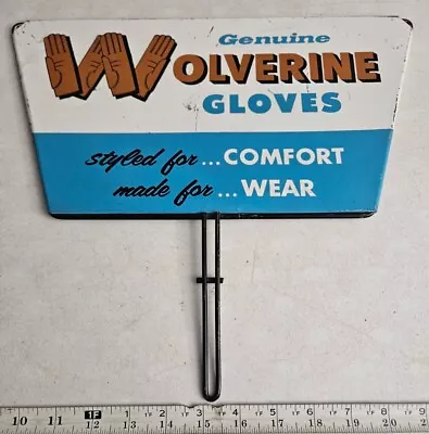 Vtg Wolverine Work Gloves Advertising Double Sided Metal Store Display Sign  • $79.99