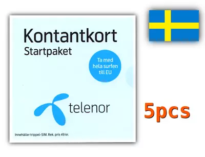 5 Telenor Prepaid Swedish Sim Cards • $35