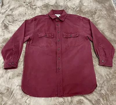 VINTAGE LL Bean Chamois Cloth Shirt Mens Medium Long Sleeve Button Up Wine EUC • $24.99