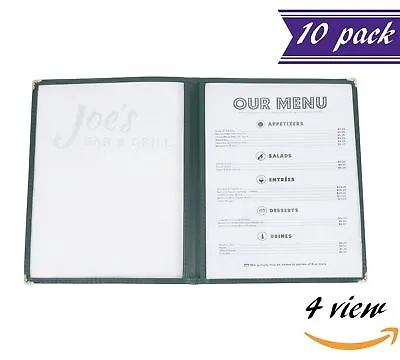 (10 Pack) Double Fold Panels Menu Covers Green 8.5 X 11  Insert 4 View • $39.88