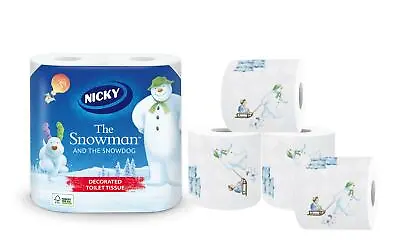 £6.99 • Buy Nicky 3 Ply The Snowman And The Snowdog Christmas Toilet Tissue Paper - 4 Rolls