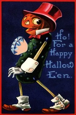 Pumpkin Dress Happy Halloween Vintage Poster Repro • $11