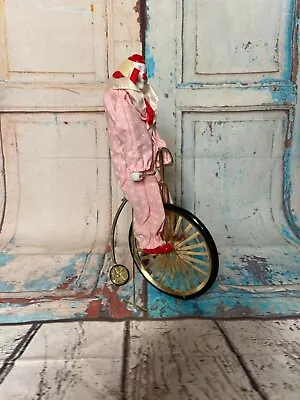 Vintage Porcelain Clown On Bicycle Metal 13” Tall • $14