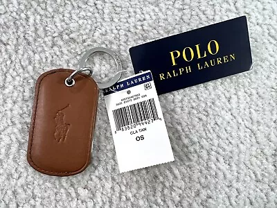 Polo Ralph Lauren Leather Key Chain Key Ring Key Fob Signature Pony Tan New • $24.29
