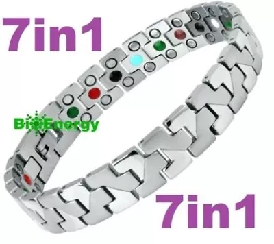 TITANIUM Magnetic Energy Armband Power Bracelet Health Bio 7in1 Bio Black • £16.95