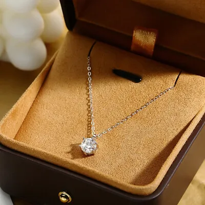 Real Sterling Silver Moissanite Pendant Necklace For Women With GRA Pass Tester • $18.63