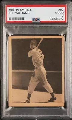 1939 Play Ball  #92 Ted Williams - Psa Good 2 • $5999.99