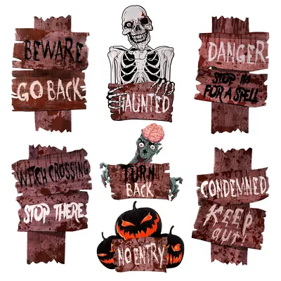 7PCS Halloween Game Props Scary Zombie Prop Creepy Yard Warning Signs • £22.99