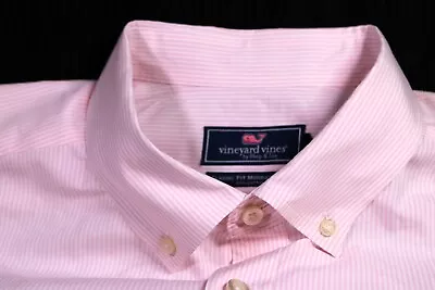 Vineyard Vines Pink Striped Polo Classic Fit Murray Shirt XL Longsleeve • $16