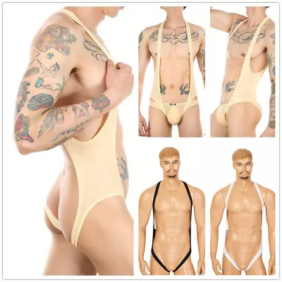 Sexy Men's Jockstrap Bodysuit Leotard Novelty Mankini Jumpsuit Briefs Underwear • £6.68