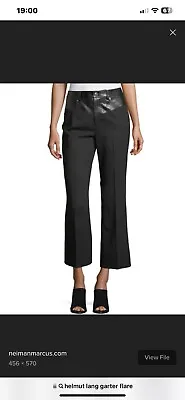 $495 Helmut Lang Women's Black Crop Flare Leather / Wool Pants Size 6 New • $159