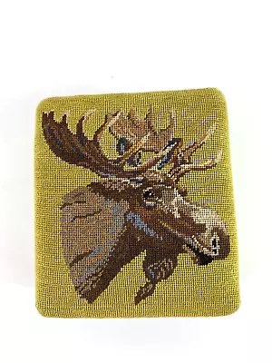 Vintage Trinket Box Moose Silk Covered 3  X 3 1/2  • $9.97