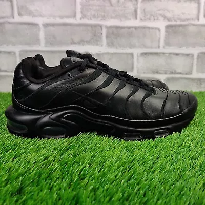 Nike Air Max Plus Tn Triple Black Leather Shoes Sneakers Mens Size 9 AJ2029-001 • $50.99