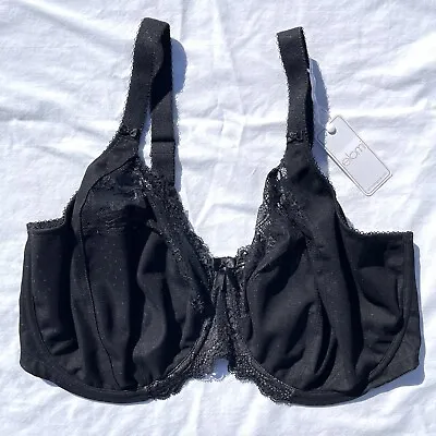 Elomi 40H Black Lace Meredith Underwire Banded Stretch Cup Bra EL4440 • $39.98