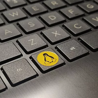 Linux Tux Keyboard Keycap Stickers X3 - Yellow (Circle) • £3.99