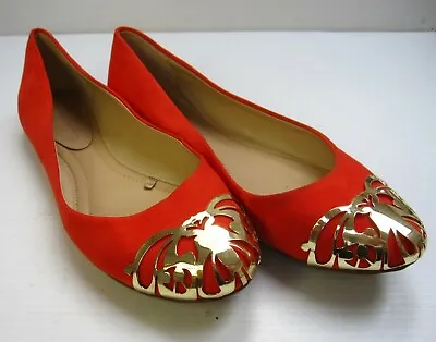 Zara Basic Slip On Flats Shoes Size 40 Orange Gold Round Toe  • $27.99