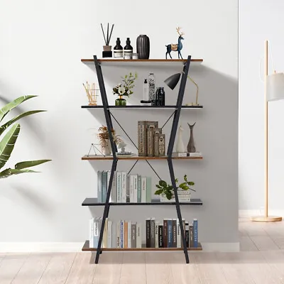 5 Tier Corner Shelf Ladder Shelving Unit Display Bookcase Bookshelf Storage Rack • £59.95
