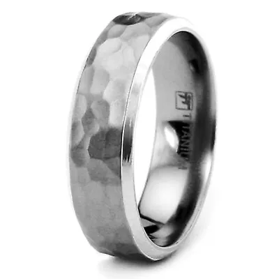 Titanium Hammered Design Wedding Mens Wedding Band 7MM | FREE ENGRAVING • $15