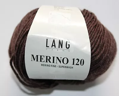 Lang Yarns Merino 120 100% Virgin Wool 34.0368 Brown 50gr 120m • $5