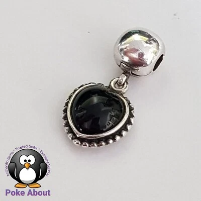 $160 • Buy Authentic Pandora MI AMOR BLACK ONYX HEART CLIP PENDANT RARE RETIRED 791046