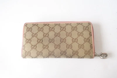$69 • Buy Authentic GUCCI GG Canvas Zip Around Zippy Long Wallet #16965