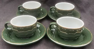 £30 • Buy Set Of 4 Rare French Vintage Green Pillivuyt Porcelain Small Coffee Cups