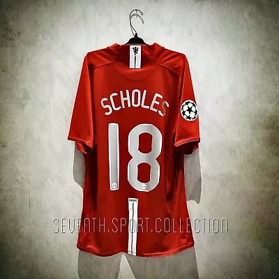 Manchester United 2007-2008 Home UEFA Champions League Shirt Paul Scholes Jersey • $299