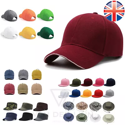 Van Der Linn Plain Baseball Cap Men Women Hats Jungle Army Snapback Denim Caps • £17.88