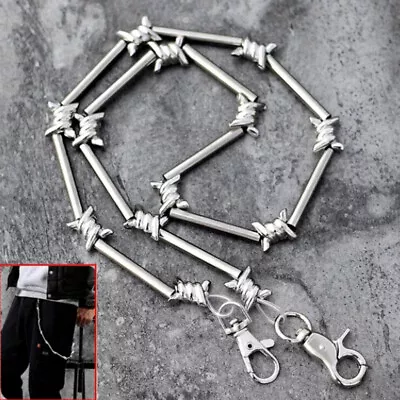 29  Heavy Metal Barbed Wire Silver Wallet Chain Punk Pants Chain Hip Hop Jew_xi • $9.21