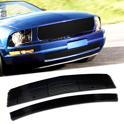 Black Billet Grille Combo Fits 2005-2009 Ford Mustang V6 Upper Bumper Grill 07 • $95.77