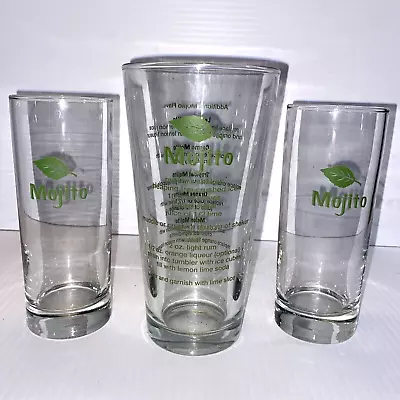 Pier 1 Imports 3-Piece Mojito Cocktail Drinking Glasses Set With Recipes  • $9.44