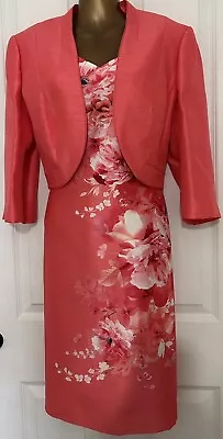 Beautiful Coral Mother Of The Bride/wedding Guest Outfit..jacques Vert Sz 18 • £4.99