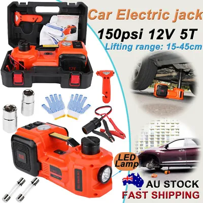 5Ton 12V Car Electric Hydraulic Floor Jack Lift Inflator Pump With Flashlight • $114.95