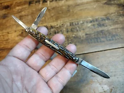 Vintage Winchester 3-Blade Bone Equal-End Splitback Whittler Pocket Knife • $120.99