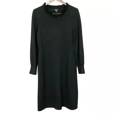 Talbots Merino Wool Ruffle-Neck Sweater Dress Women’s Size M Fit And Flare Black • $49.99