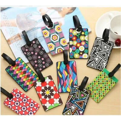 Luggage Tags Holiday Suitcase Colorful Patterned Labels Travel Bag ID • £2.49