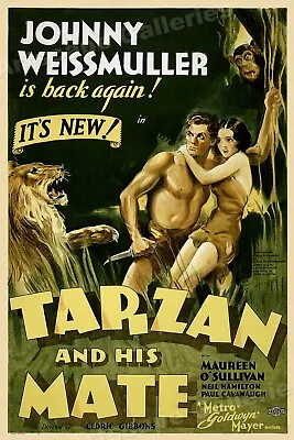 Tarzan! Weissmuller O'Sullivan 1934 Vintage Style Movie Poster - 16x24 • $13.95