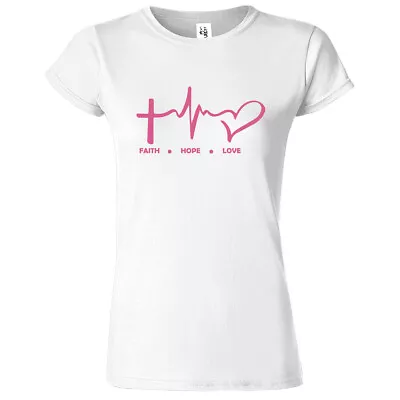 $17.99 • Buy Faith Love Hope Women Religious T Shirt Motivational Christian Heart Gift Tee