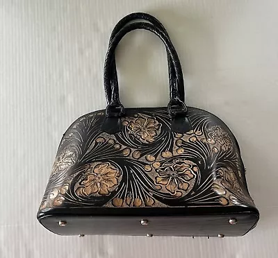 Origene By David Luna Brown Tooled Leather Floral Bag Purse Handbag NWOT Mexico • $69.99