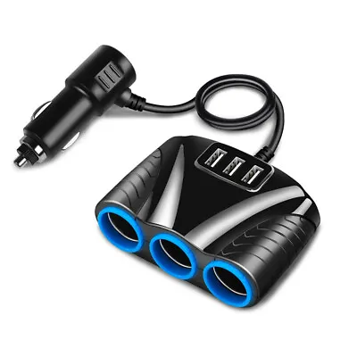 Car Charger 3 In 1 Cigarette Lighter Splitter Power Adapter USB Charger Socket • $14.92