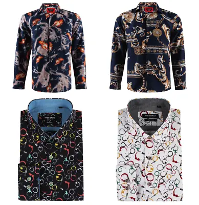 Mens Abstract/Paintbrush 4 Shirts Long Sleeve Cotton-poly Casual/Formal S-2XL • £14.31