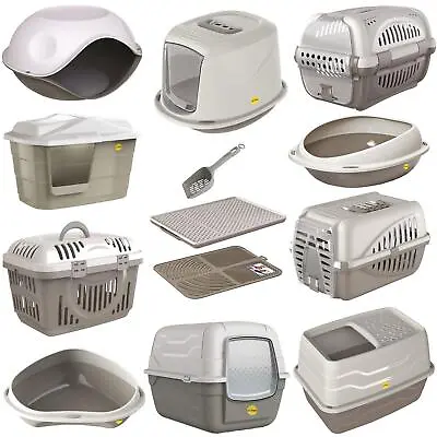 CAT CENTRE Litter Tray Open Hooded Carrier Bed Mat Scoop Grey Collection • £10.75