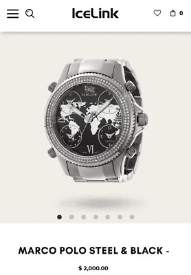 Icelink Marco Polo Steel & Black Watch 45mm Diamond Bezel BRAND NEW NEVER WORN • $640