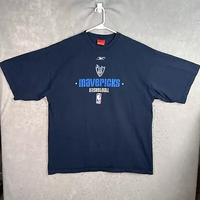 Vintage 90s Reebok NBA Dallas Mavericks T Shirt Adult 2XL XXL Tall Blue Mens • $19.99