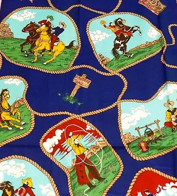 1+ Yd Vintage Western Cowboy Roping Cotton Quilting Craft Fabric • $6.99